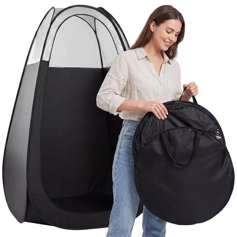 9-in-1 Large Spray Tan Tent Kit, Deluxe Pop Up Portable Professional Self Tanning Tent with Carry Bag Waterproof Floor, Sunless Spray Tan Booth with Vent Opening (Black) in Kuwait