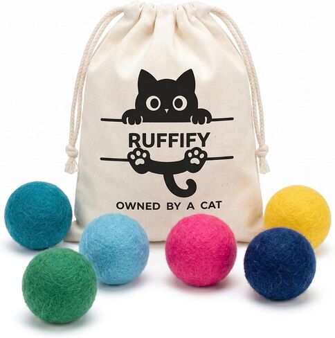 Cat Felt Balls 6 Pack, Wool Toy Balls for Indoor Cats, No Catnip in Kuwait