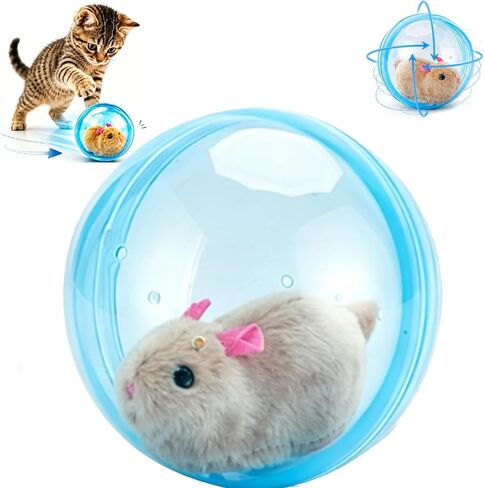 2026 New Self-Rolling Interactive Cat Ball Realistic Animal Automatic Moving Rolling Cat Ball 360° Rolling Spin Moving Cat Ball Fun Indoor Interactive Pet Ball for Cats Dogs Chasing in Kuwait