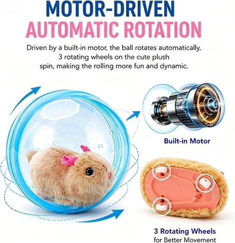 2026 New Self-Rolling Interactive Cat Ball Realistic Animal Automatic Moving Rolling Cat Ball 360° Rolling Spin Moving Cat Ball Fun Indoor Interactive Pet Ball for Cats Dogs Chasing in Kuwait