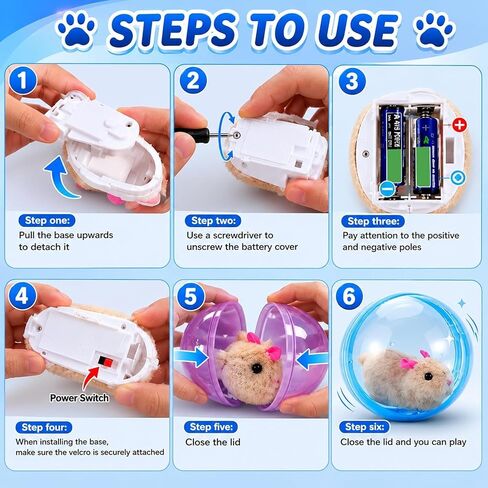 2026 New Self-Rolling Interactive Cat Ball Realistic Animal Automatic Moving Rolling Cat Ball 360° Rolling Spin Moving Cat Ball Fun Indoor Interactive Pet Ball for Cats Dogs Chasing in Kuwait