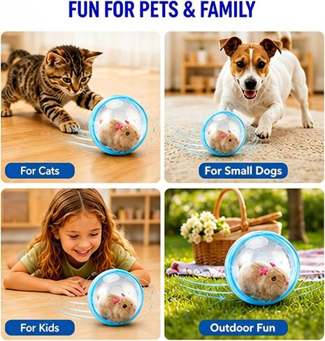 2026 New Self-Rolling Interactive Cat Ball Realistic Animal Automatic Moving Rolling Cat Ball 360° Rolling Spin Moving Cat Ball Fun Indoor Interactive Pet Ball for Cats Dogs Chasing in Kuwait