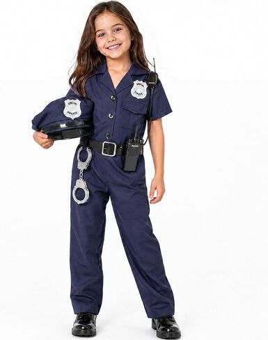 Kids Police Officer Costume Girls Cop Costume for Halloween Police Dress Up Party Police Gifts in Kuwait