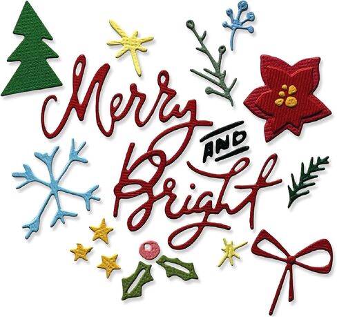 Sizzix 2D Embossing Folder with Thinlits Dies, Vault Side-Order, Merry + Bright by Tim Holtz, 17 Cutting Dies & 1 Embossing Folder in Kuwait