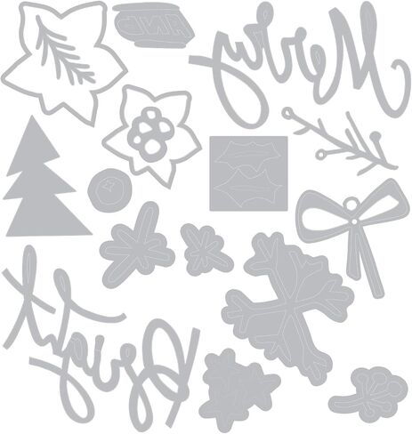 Sizzix 2D Embossing Folder with Thinlits Dies, Vault Side-Order, Merry + Bright by Tim Holtz, 17 Cutting Dies & 1 Embossing Folder in Kuwait