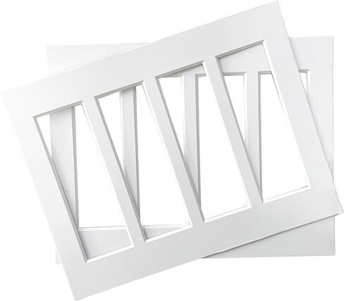 SMILE&WAVE Photo Frame Mats For 2x6 Photo Booth Strips - 8.5x11 Matboard Fits 4 Photobooth Pictures - DIY Cut to Fit 8x10, 5x7 Photo Picture Frame (White (Set of 2)) in Kuwait