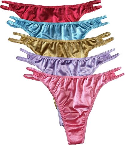 5 Pack Women's Satin G-string Underwear String Bikini Thongs Panties in Kuwait