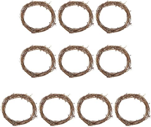 Rattan Wreath Frame Accessory 10pcs Brown Round Xmas in Kuwait