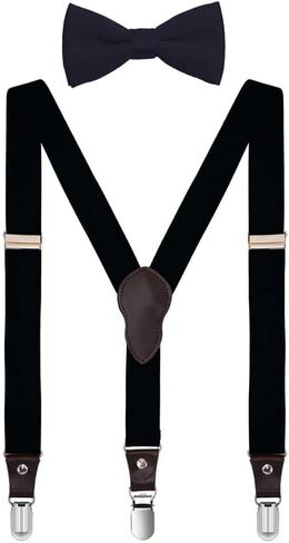 Shark Tooth Boys' Men's Suspenders and Bow Tie Set Y-Back Adjustable in Kuwait