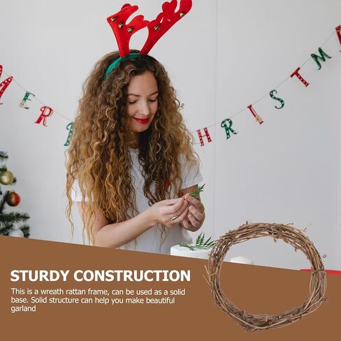 HEALLILY 10pcs Natural Rattan Wreath Frame Accessory Brown Round Garland Hoop for Holidays Wreath Decor and DIY Crafts in Kuwait