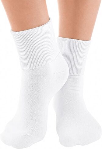 buster brown 6 Pair Women's Dark Multicolored Elastic-Free Cotton Socks - Sock Size 11 - Fits Shoe Sizes 9.5-10.5 in Kuwait