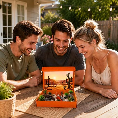 Suxzioec 30 Pcs Desert Diorama Box Kit Desert Diorama Supplies Include Deserts Animal Figures Toys Habitat Project Box Set with Reptiles Camel Fox Lizard Snake for Historical Education School Project in Kuwait