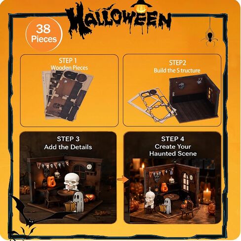 Halloween Miniature Diorama Kit, 3D Wooden Haunted Room DIY in Kuwait