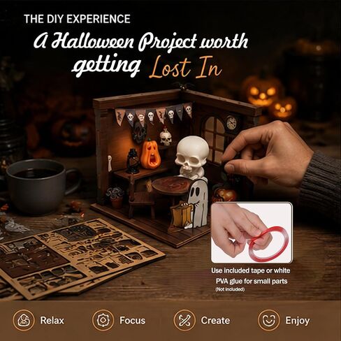 Halloween Miniature Diorama Kit, 3D Wooden Haunted Room DIY in Kuwait