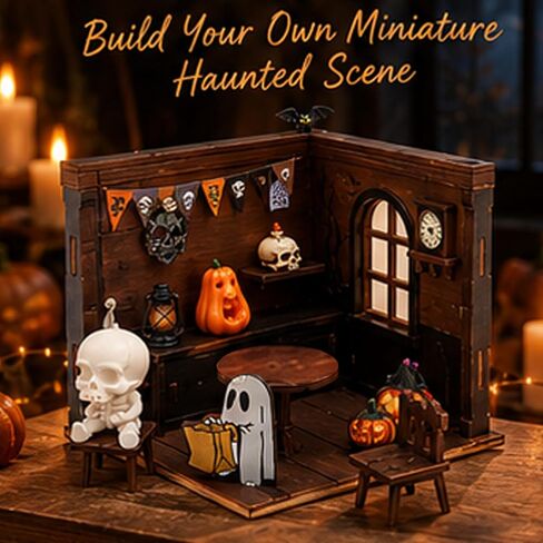 Halloween Miniature Diorama Kit, 3D Wooden Haunted Room DIY in Kuwait