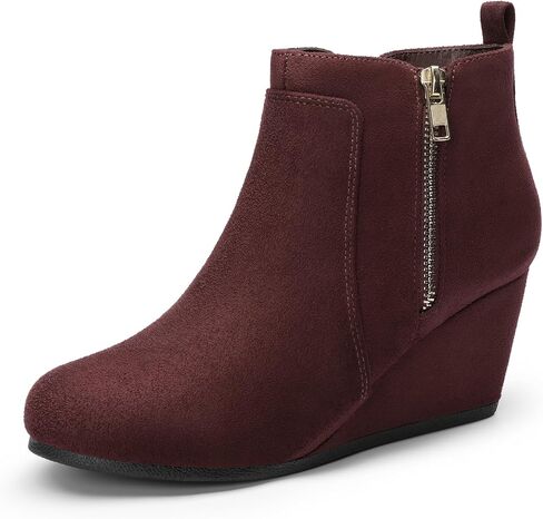 DREAM PAIRS Women's Suede Low Wedges Ankle Boots in Kuwait