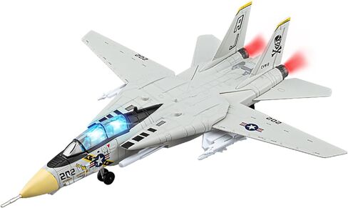 F-14 Tomcat Toy Airplane, Diecast Model Military Fighter Jet, Launch Missiles, Pull-Back, Light and Sound, Age 8+ (White) in Kuwait