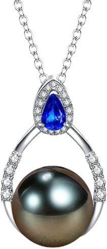NONNYL Gifts for Wife -Tahitian Black Pearl Necklace for Women-Anniversary Birthday Mothers Day Valentines Day Christmas- Fine Jewelry Gifts for Mom Her -Pearl Sterling Silver Plated 18K Gold Pendant in Kuwait