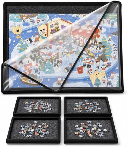 Puzzle Board for 1000 Pieces, 4 Sorting Trays & Protective Cover in Kuwait