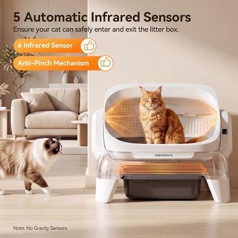 Meowant Automatic Litter Box, Extra Large Space, Safety Infrared Sensors in Kuwait