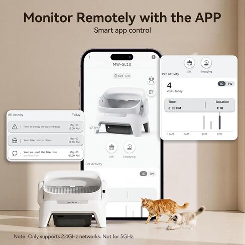 Meowant Automatic Litter Box, Extra Large Space, Safety Infrared Sensors in Kuwait