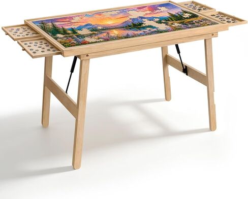TEAKMAMA No-Assembly Puzzle Table, 1500Pcs 27.6" H Puzzle Board for Adults in Kuwait