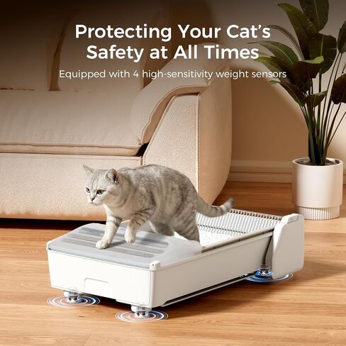 Open-Top Self Cleaning Litter Box, 2026 Upgraded Extra Large Automatic Cat Litter Box for Multiple Cats, Safety Sensors/App Control/Odor Control/Easy Clean - Includes 5 lbs Premium Cat Litter in Kuwait