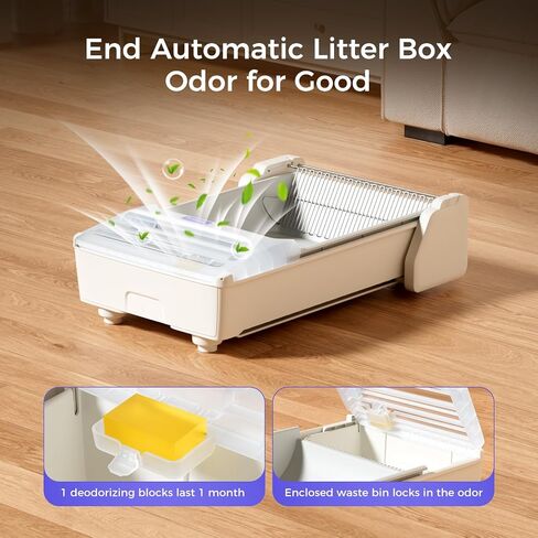 Open-Top Self Cleaning Litter Box, 2026 Upgraded Extra Large Automatic Cat Litter Box for Multiple Cats, Safety Sensors/App Control/Odor Control/Easy Clean - Includes 5 lbs Premium Cat Litter in Kuwait