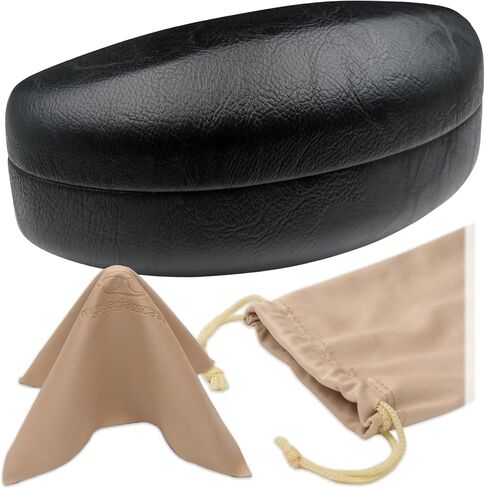MyEyeglassCase Large Curved Sunglasses Case - Women Hard Shell Glasses Holder - XL Large Eyeglass Case with Pouch &Cloth in Saudi Arabia
