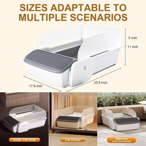 Self Cleaning Cat Litter Box Automatic Litter Box for Multiple Cats 2026 Upgraded Open Top Extra Large with App Control/Splash Guard/Safety Anti-Pinching Design/Odor Control Includes Waste Bags in Kuwait
