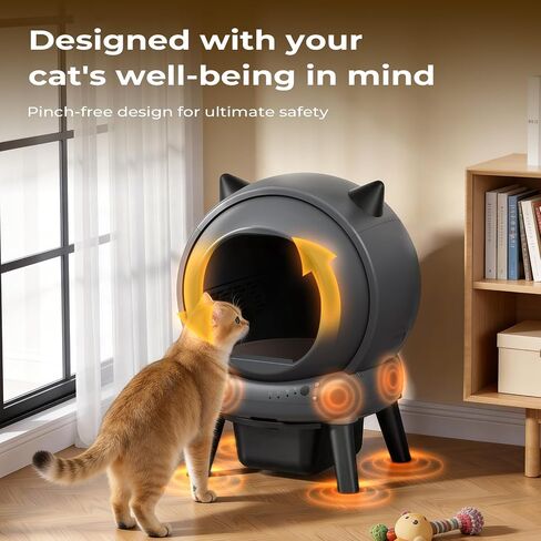 Self Cleaning Litter Box for Multiple Cats, E2 Automatic Cat Litter Box, Self-Cleaning Robot with Smart APP Control and Health Monitoring, Includes 2 Roll Trash Bag and Litter Mat, Grey in Kuwait