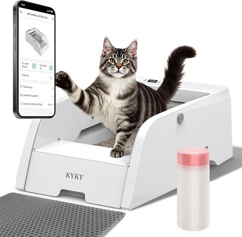 Self Cleaning Litter Box, Upgraded Automatic Cat Litter Box Self Cleaning with APP Control, Large Open Design for Single/Multiple Cats, Anti Pinch and Odorless in Kuwait