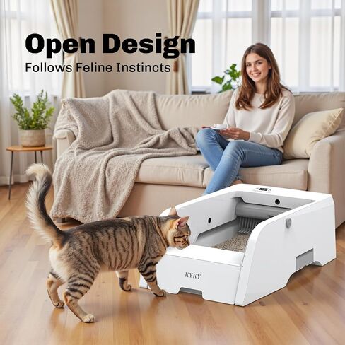 Self Cleaning Litter Box, Upgraded Automatic Cat Litter Box Self Cleaning with APP Control, Large Open Design for Single/Multiple Cats, Anti Pinch and Odorless in Kuwait