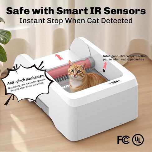 Self Cleaning Litter Box, Upgraded Automatic Cat Litter Box Self Cleaning with APP Control, Large Open Design for Single/Multiple Cats, Anti Pinch and Odorless in Kuwait