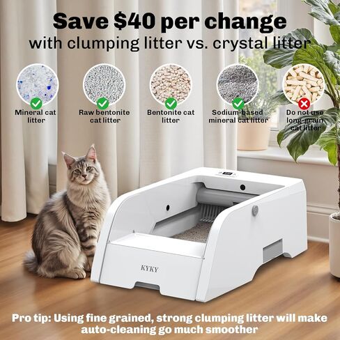 Self Cleaning Litter Box, Upgraded Automatic Cat Litter Box Self Cleaning with APP Control, Large Open Design for Single/Multiple Cats, Anti Pinch and Odorless in Kuwait