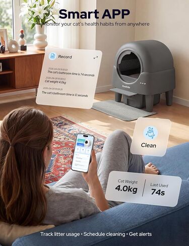 Automatic Self Cleaning Cat Litter Box, 90L for Cats 2.2-15 lbs in Kuwait