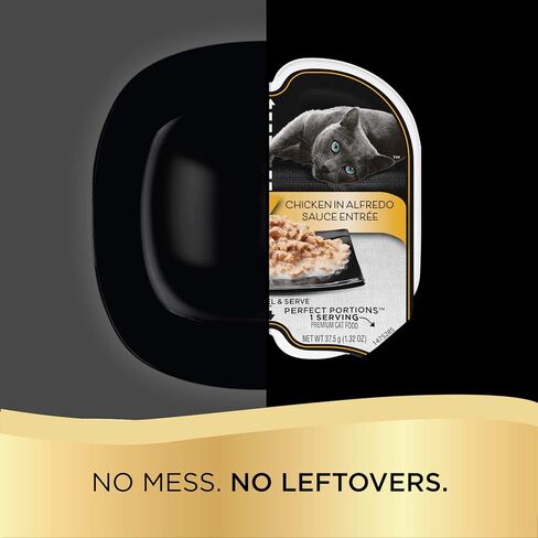 Sheba Perfect PORTIONS Bistro Wet Cat Food Trays (12 Count, 24 Servings), Chicken in Alfredo Sauce and Salmon in Creamy Sauce Entrée, Easy Peel Twin-Pack Trays in Kuwait