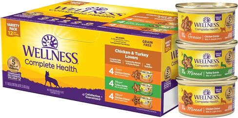 Wellness Complete Health Pate Adult Wet Cat Food,Natural,Protein-Rich,Grain-Free,3 Ounce,(Chicken & Turkey Variety Pack),(Pack of 48) in Kuwait