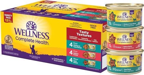 Wellness Complete Health Pate Adult Wet Cat Food,Natural,Protein-Rich,Grain-Free,3 Ounce,(Chicken & Turkey Variety Pack),(Pack of 48) in Kuwait