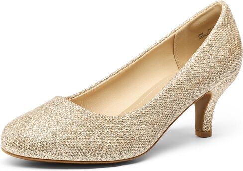 DREAM PAIRS Women's Comfortable Kitten Heels Pumps | 2.5" Heel, Classic Round Toe, Slip-on, Comfortable Latex Insole, Durable Slip-resistant Outsole in Saudi Arabia