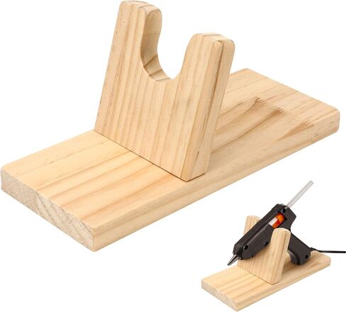 Hot Glue Gun Holder Stand - Wooden Stand Base Heat Sprayer Support, Portable Melt Applicator Gun Rack, Craft Fixing Tools Storage Bracket Rack, Wood Shelf Organizer for DIY Hair Accessories Holder in Kuwait