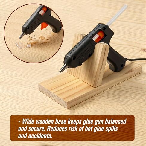 Hot Glue Gun Holder Stand - Wooden Stand Base Heat Sprayer Support, Portable Melt Applicator Gun Rack, Craft Fixing Tools Storage Bracket Rack, Wood Shelf Organizer for DIY Hair Accessories Holder in Kuwait