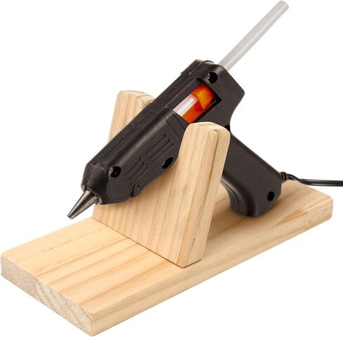Hot Glue Gun Holder Stand - Wooden Stand Base Heat Sprayer Support, Portable Melt Applicator Gun Rack, Craft Fixing Tools Storage Bracket Rack, Wood Shelf Organizer for DIY Hair Accessories Holder in Kuwait