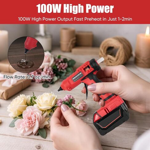 100w Cordless Hot Melt Glue Gun Compatible with Milwaukee M18 18V Battery, High Temp Electric Power Glue Gun with 20pcs 11x150mm Glue Sticks for Arts Crafts DIY Decor School Home Repair (No Battery) in Kuwait