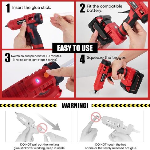 100w Cordless Hot Melt Glue Gun Compatible with Milwaukee M18 18V Battery, High Temp Electric Power Glue Gun with 20pcs 11x150mm Glue Sticks for Arts Crafts DIY Decor School Home Repair (No Battery) in Kuwait