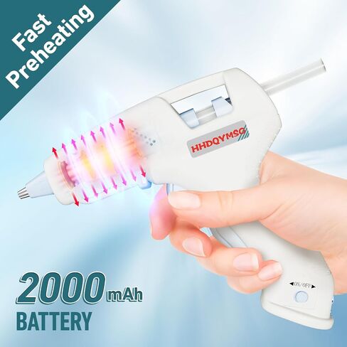 Cordless Hot Glue Gun, 20W Hot Glue Gun with 30PCS Premium Glue Sticks & 1m USB-C Cable, 2000mAh Built-in Battery Suitable for School Craft, Home Repair, DIY (Cordless) (White) in Kuwait