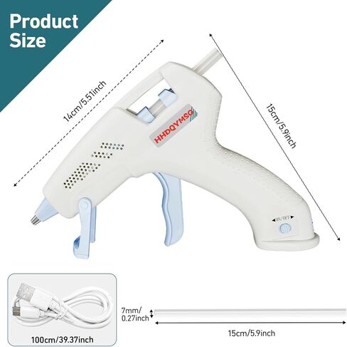 Cordless Hot Glue Gun, 20W Hot Glue Gun with 30PCS Premium Glue Sticks & 1m USB-C Cable, 2000mAh Built-in Battery Suitable for School Craft, Home Repair, DIY (Cordless) (White) in Kuwait