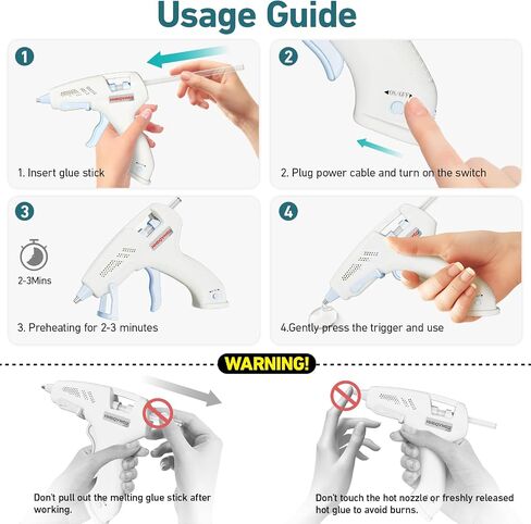 Cordless Hot Glue Gun, 20W Hot Glue Gun with 30PCS Premium Glue Sticks & 1m USB-C Cable, 2000mAh Built-in Battery Suitable for School Craft, Home Repair, DIY (Cordless) (White) in Kuwait