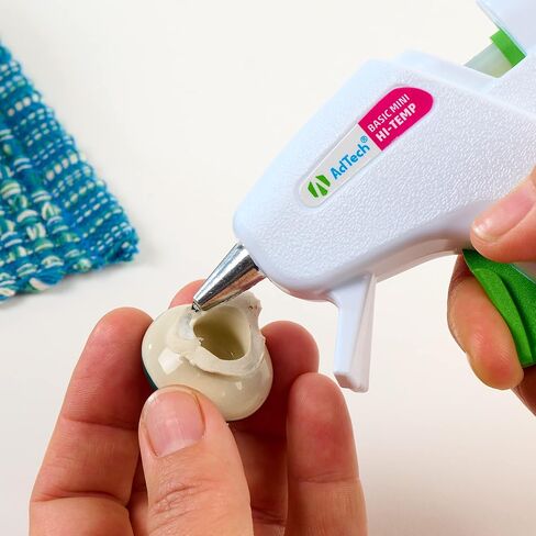 AdTech High Temp Mini Glue Gun Combo Pack, Precision Nozzle, White – Includes 10 Mini Size Glue Sticks, Perfect for DIY, Crafts, Repairs, School Projects, & More in Kuwait