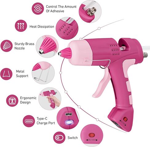 20W Rechargeable Cordless Hot Glue Gun and 0.27" Sticks Set for Craft in Kuwait